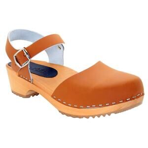 Bjork Swedish Comfort Alma Leather Wood Clogs Women Size 38 (US 8)
